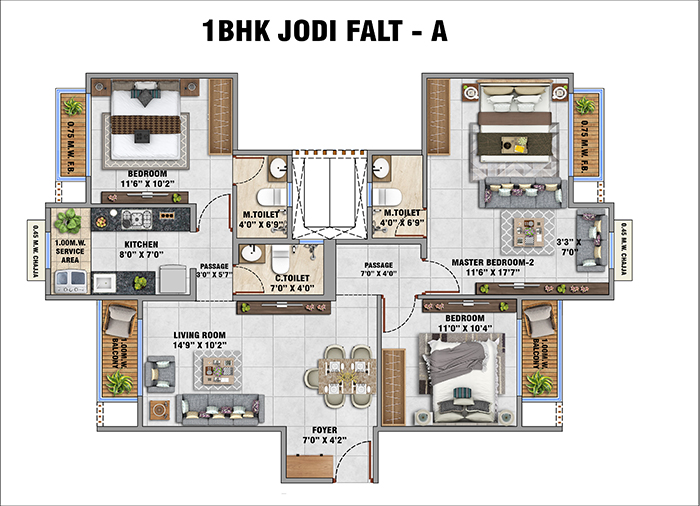 Dosti Planet North - 1 BHK Layout